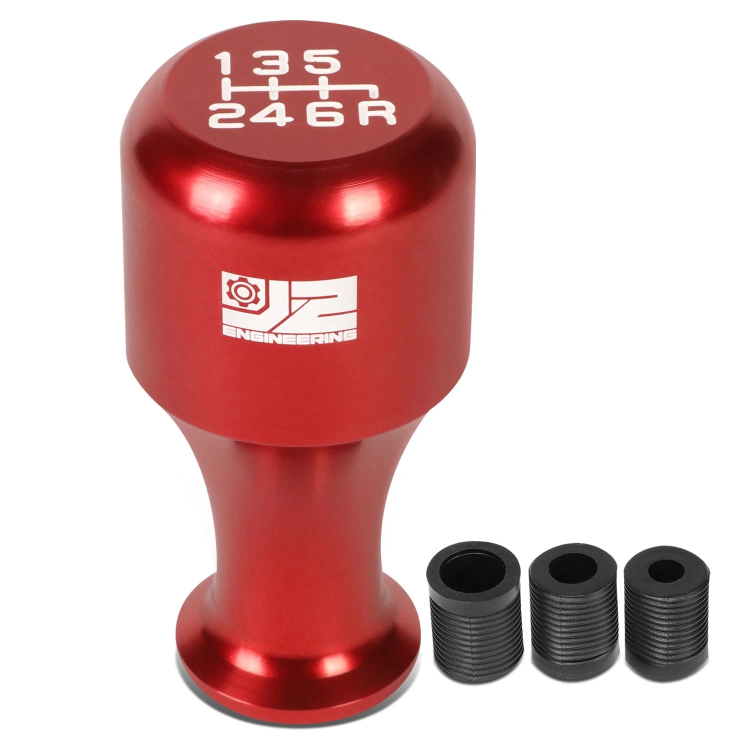 J2 Universal Aluminum Cylindrical Wine Cup Shift Knob Red W/ Thread