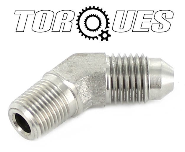 AN-4 (4AN AN04) to 1/8" NPT 45 Degree Stainless Steel Adapter