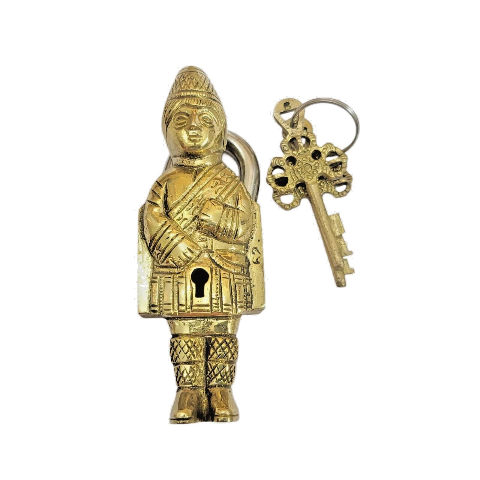 Antique Padlock Brass Hand Crafted Working Decorative Girl Doll Shape