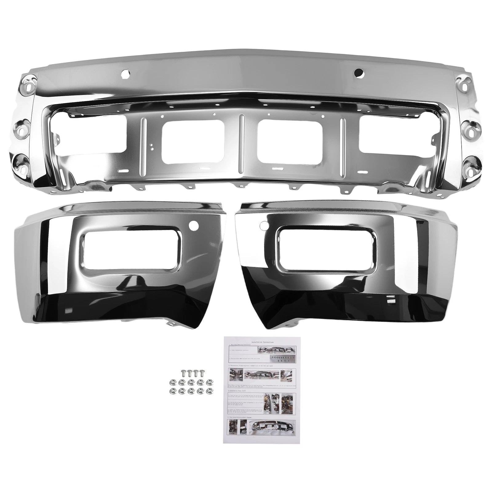 Chrome Steel Bumper Front fits for Chevrolet Silverado 1500 14-15 Split