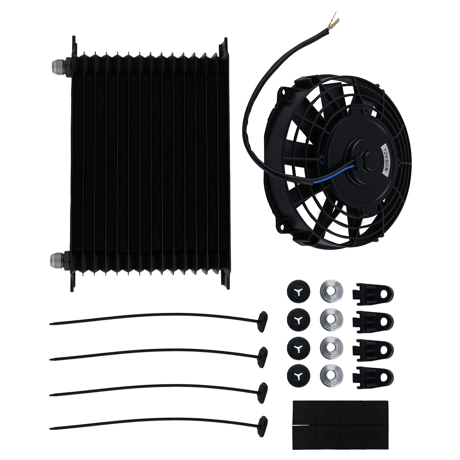 15-Row Engine Oil Cooler 7" Cooling Fan for Universal 10AN Street