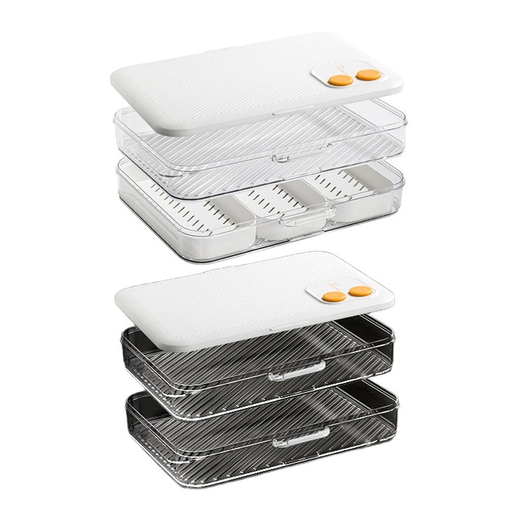 Stackable Food Storage Box With Two Layers And Airtight Lids For