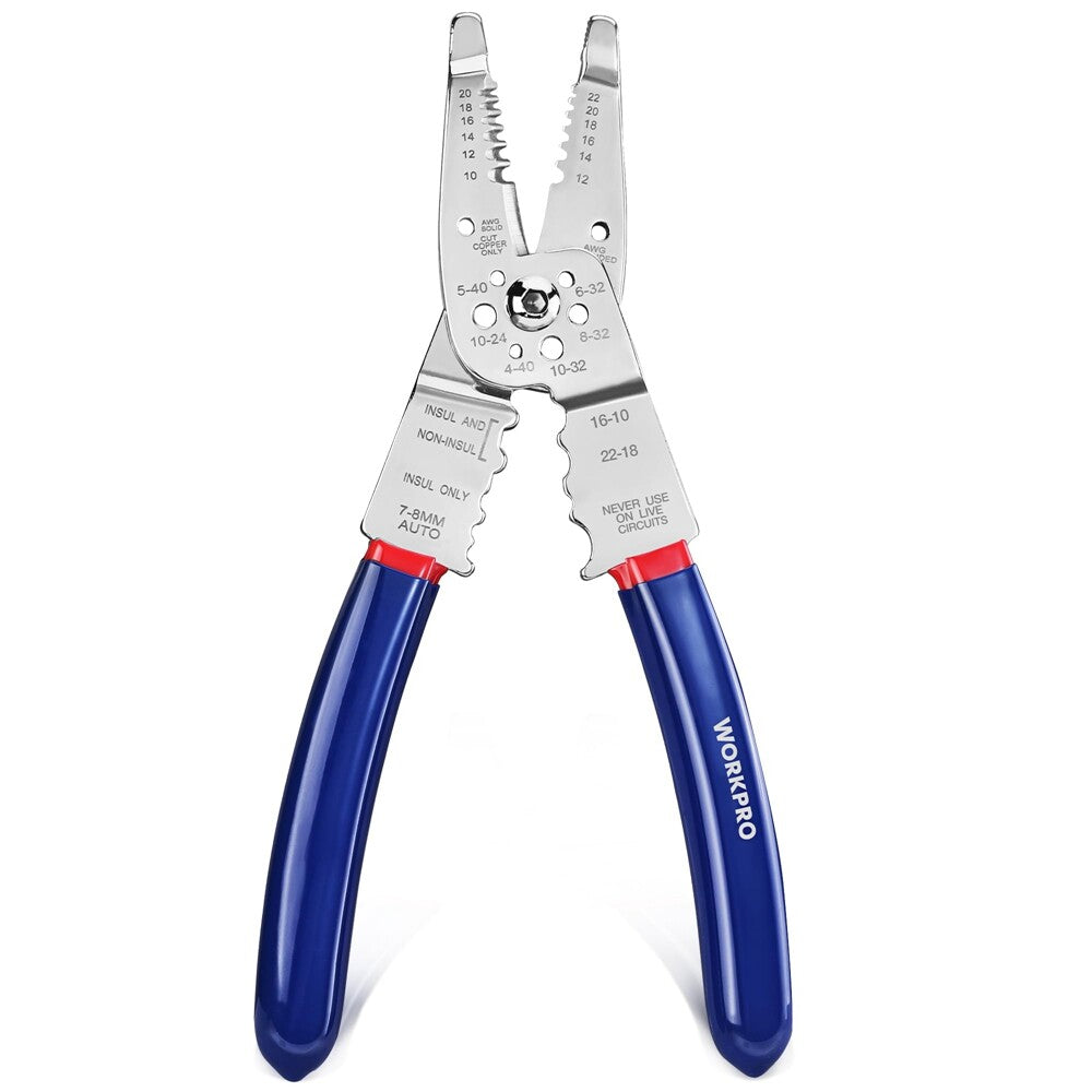 WORKPRO Wire Stripper Cutter Multi-Purpose Crimper Long Nose Plier