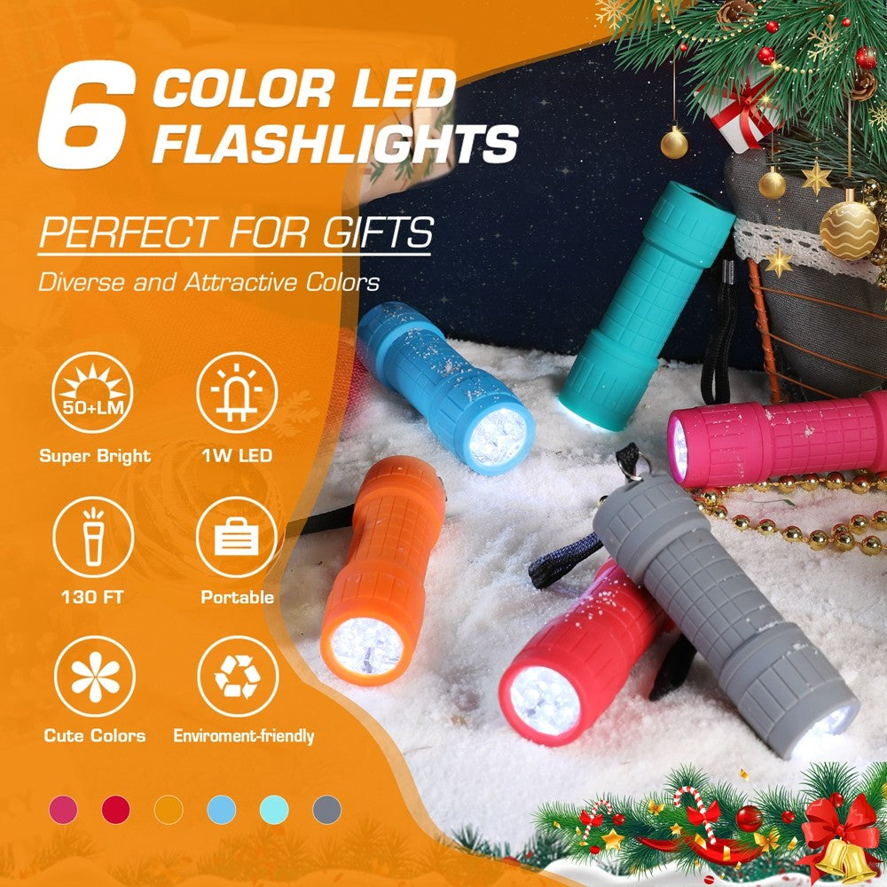 EverBrite 6Pack 9-LED Flashlight Impact Handheld Torch with Lanyard