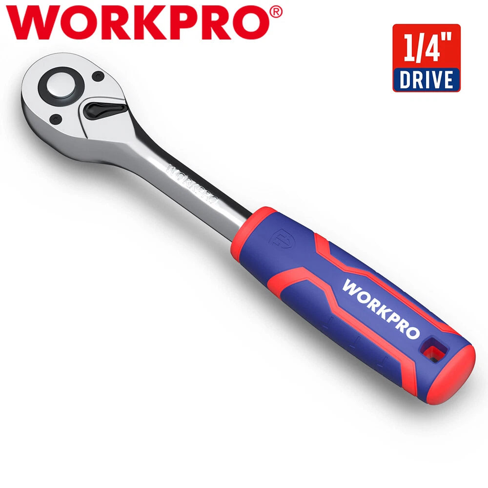 WORKPRO 1/4 Drive Ratchet Wrench 1/4 Drive Ratchet Handle 72-Tooth Quick-Release