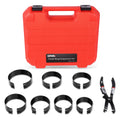 Heavy-duty Ratcheting Piston Ring Compressor Set With Red Carrying