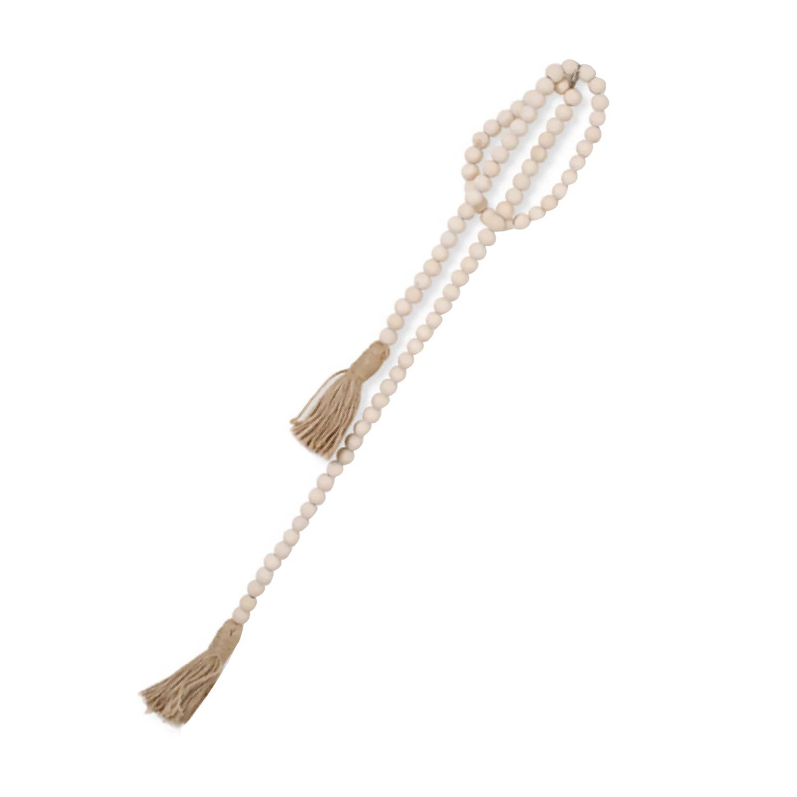 Farmhouse Wood Beads Garland With Tassels Rustic Country Prayer Beads