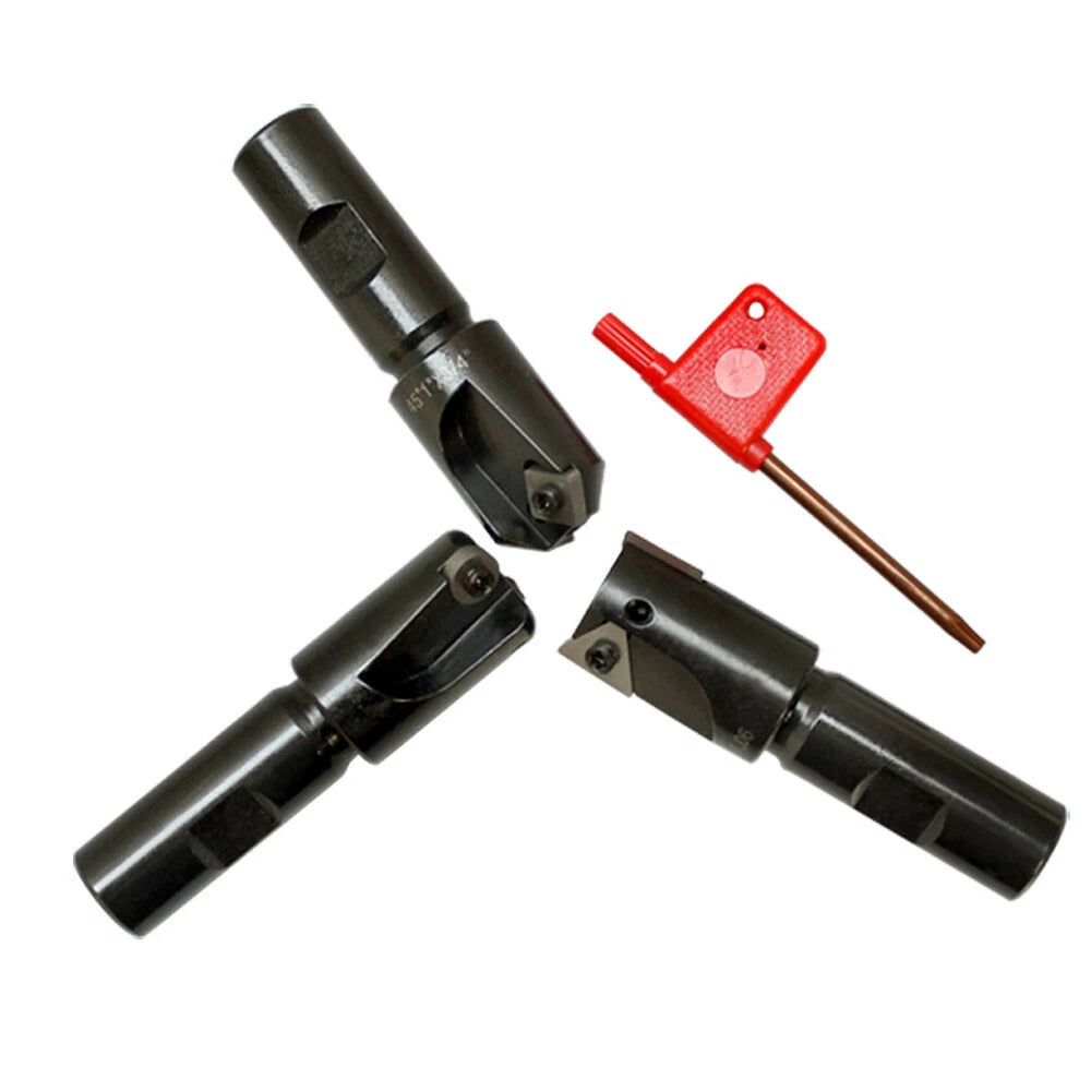 3/4'' Shank 45 90 Degree Little Hogger End Mill Set 1'' Head 2 Flutes
