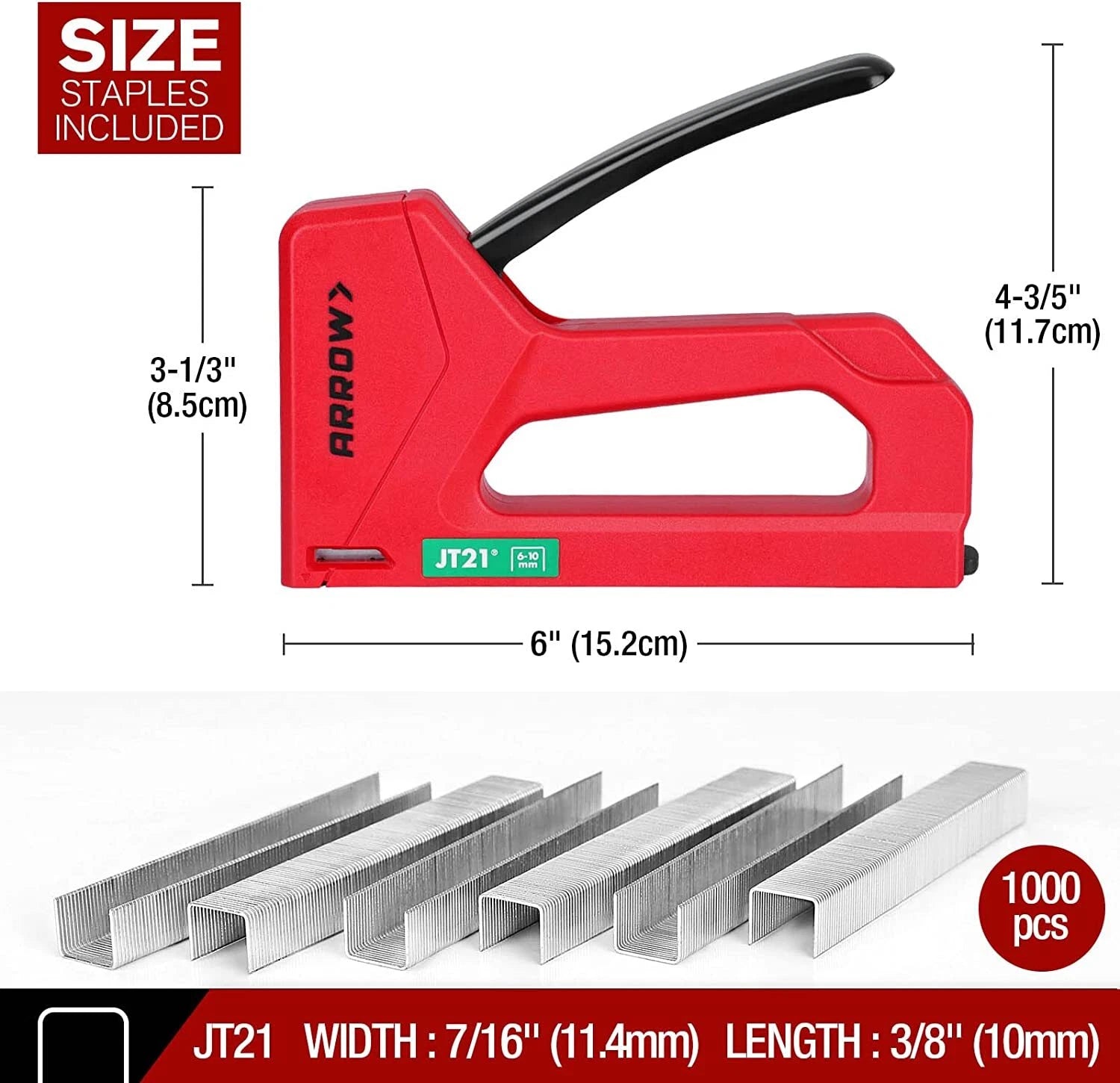 Arrow Light Duty Staple Gun Lightweight Upholstery Stapler Kit 1000