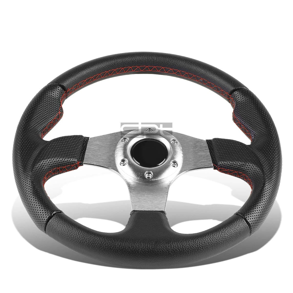 Universal Fit Silver Red Stitching 320mm Pvc | Built Supply Co