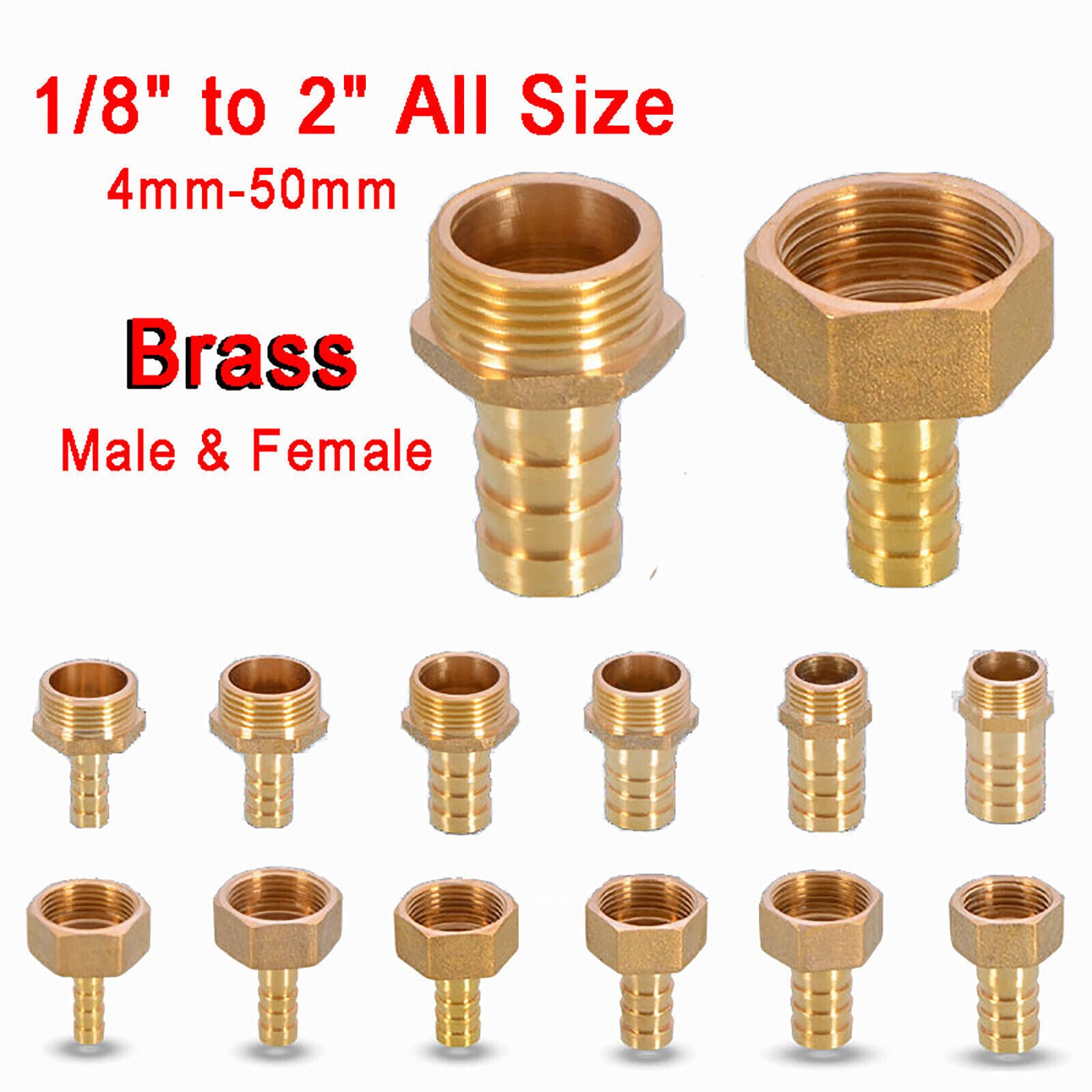 Brass BSP Thread Fitting x Barb Hose Tail
