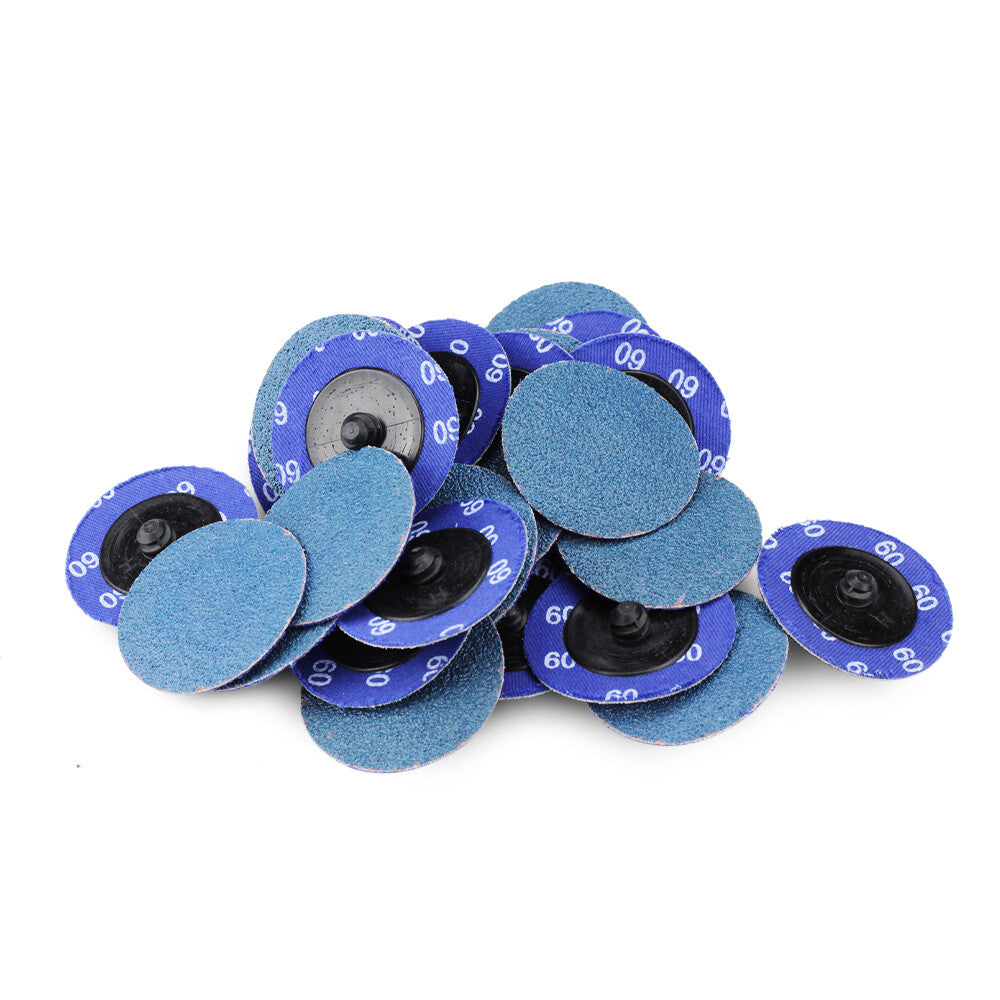 100 Pack- 2" Zirconia 60 Grit Quick Change Sanding Disc Black Hawk