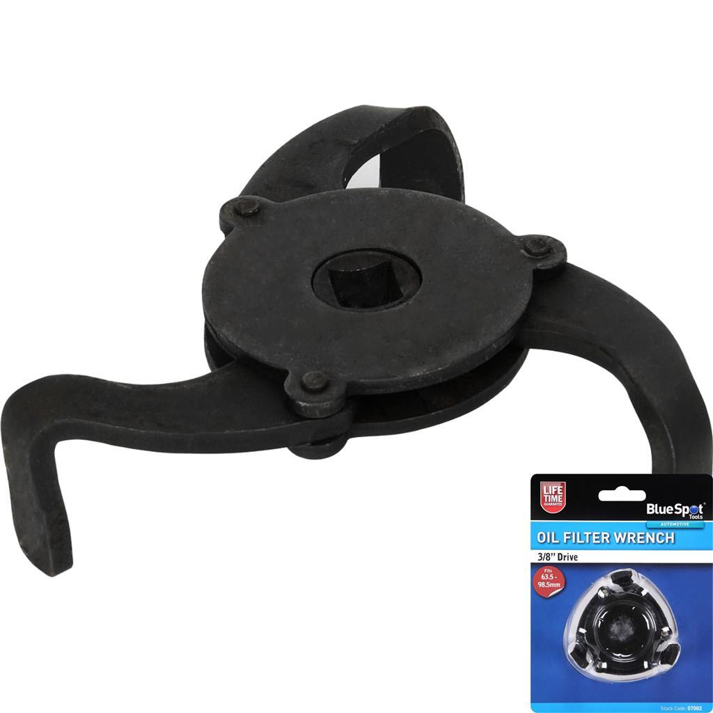 Bluespot 3 Jaw Oil Filter Wrench - Adjustable 64mm to 98mm by Bluespot