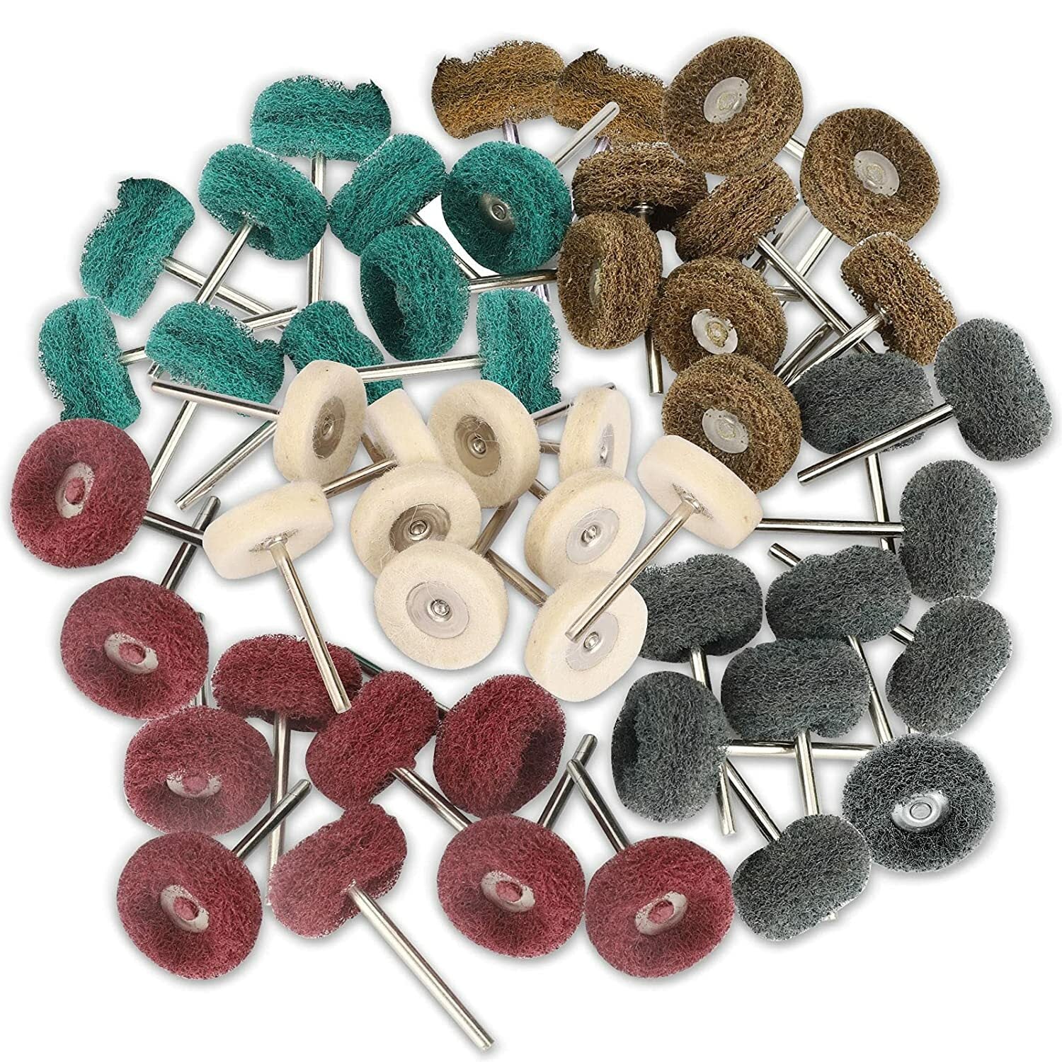 100x Rotary Metal Finishing Buffing Wheel Kit by Unbranded