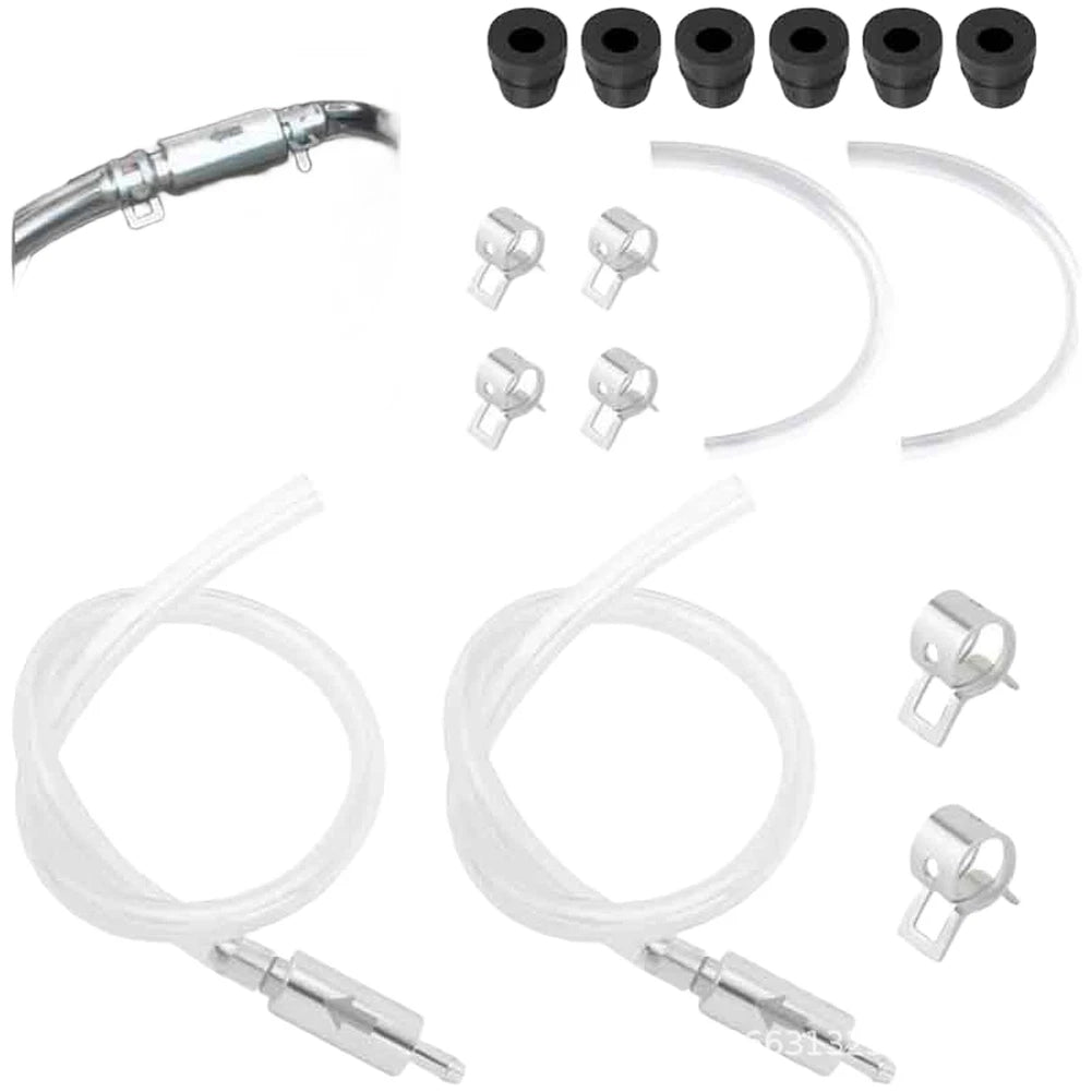 2 Pack Motorcycle Brake Bleeder Hose Kit With Vent Covers And Clamps
