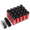 M12x1.5 53mm Tall 23mm Od Red Aluminum Jdm Lug Nuts With Caps+adapter