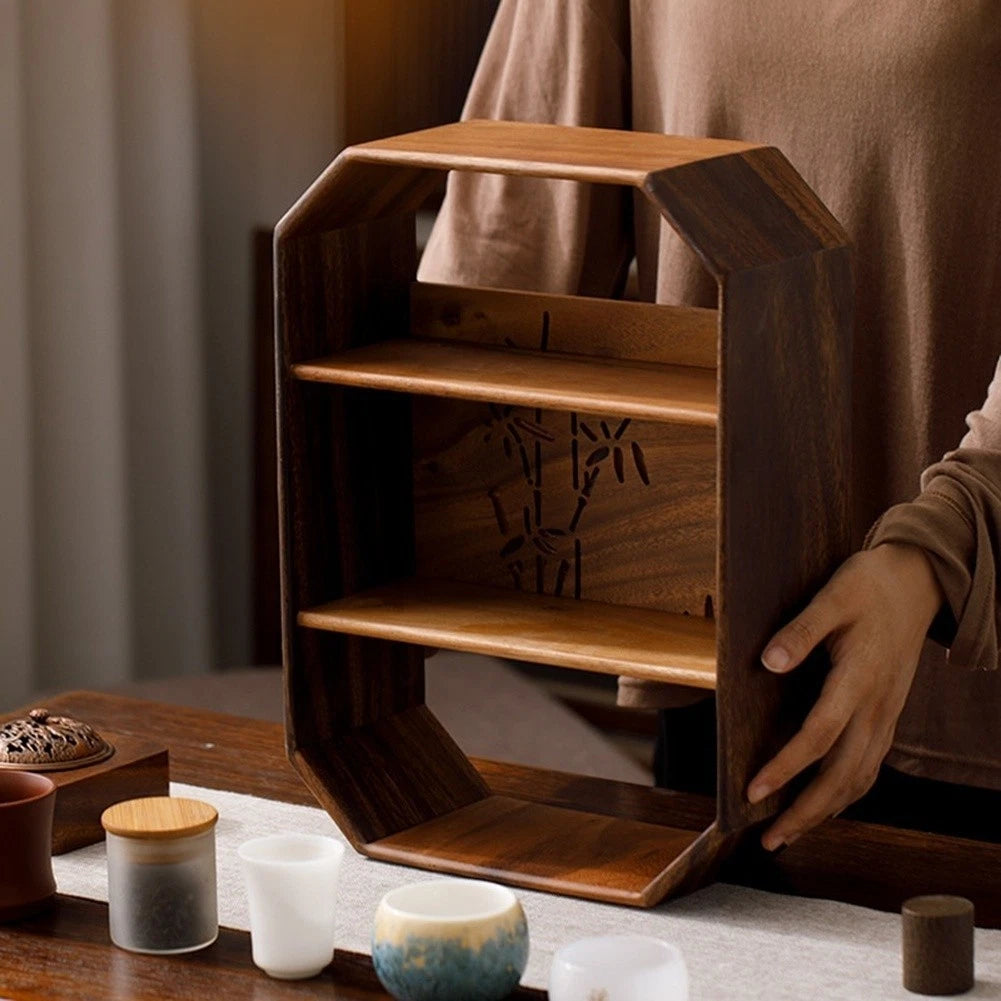 Elegant For Solid Wood Window Display Shelf For Tea Set And Small