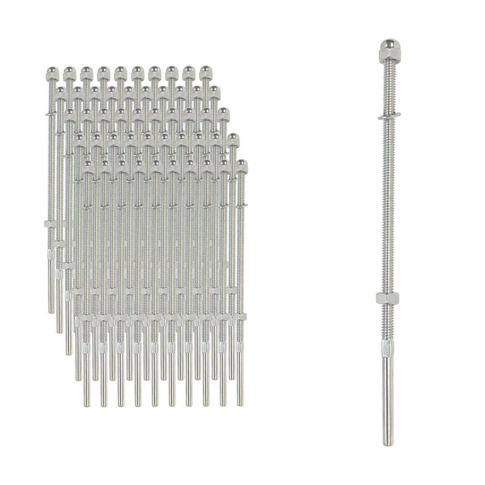 10" Long End Fitting For 1/8" Cable Rail Railing Stainless Steel 316