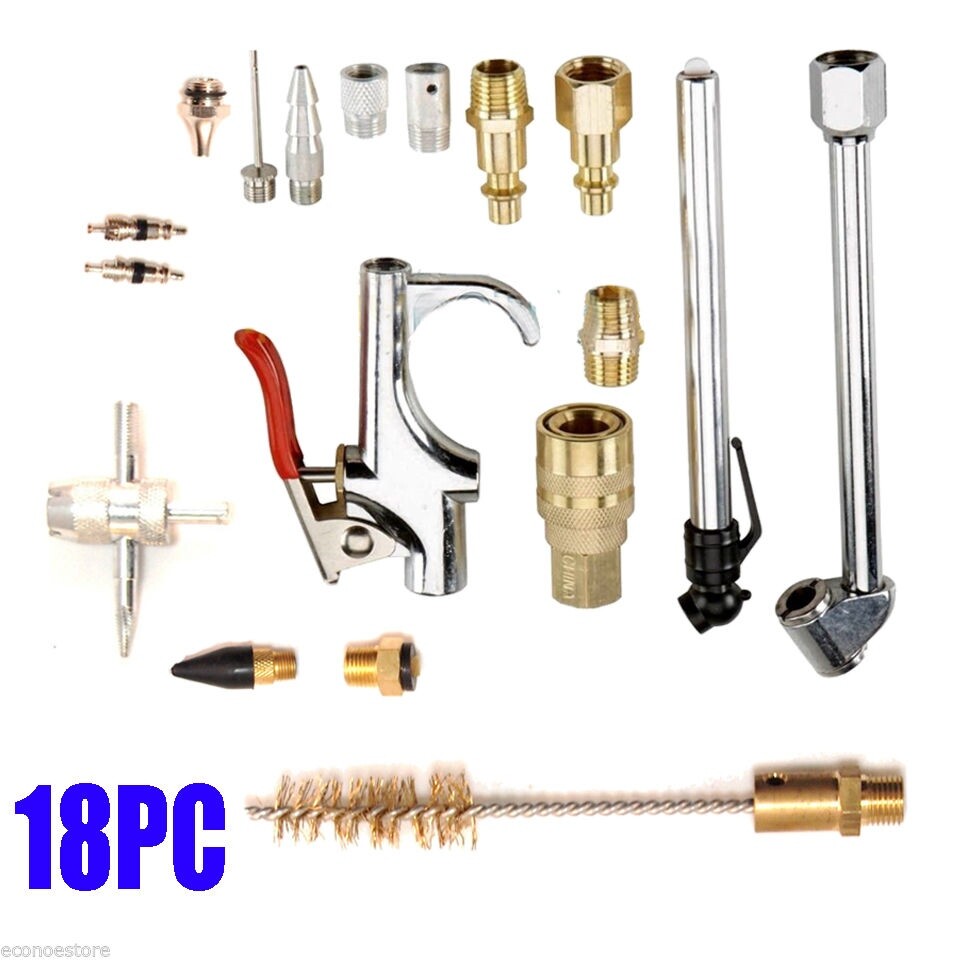 18PC Air Blow Gun & Nozzles 4 Compressors 1/4" BSP Accessory Kit