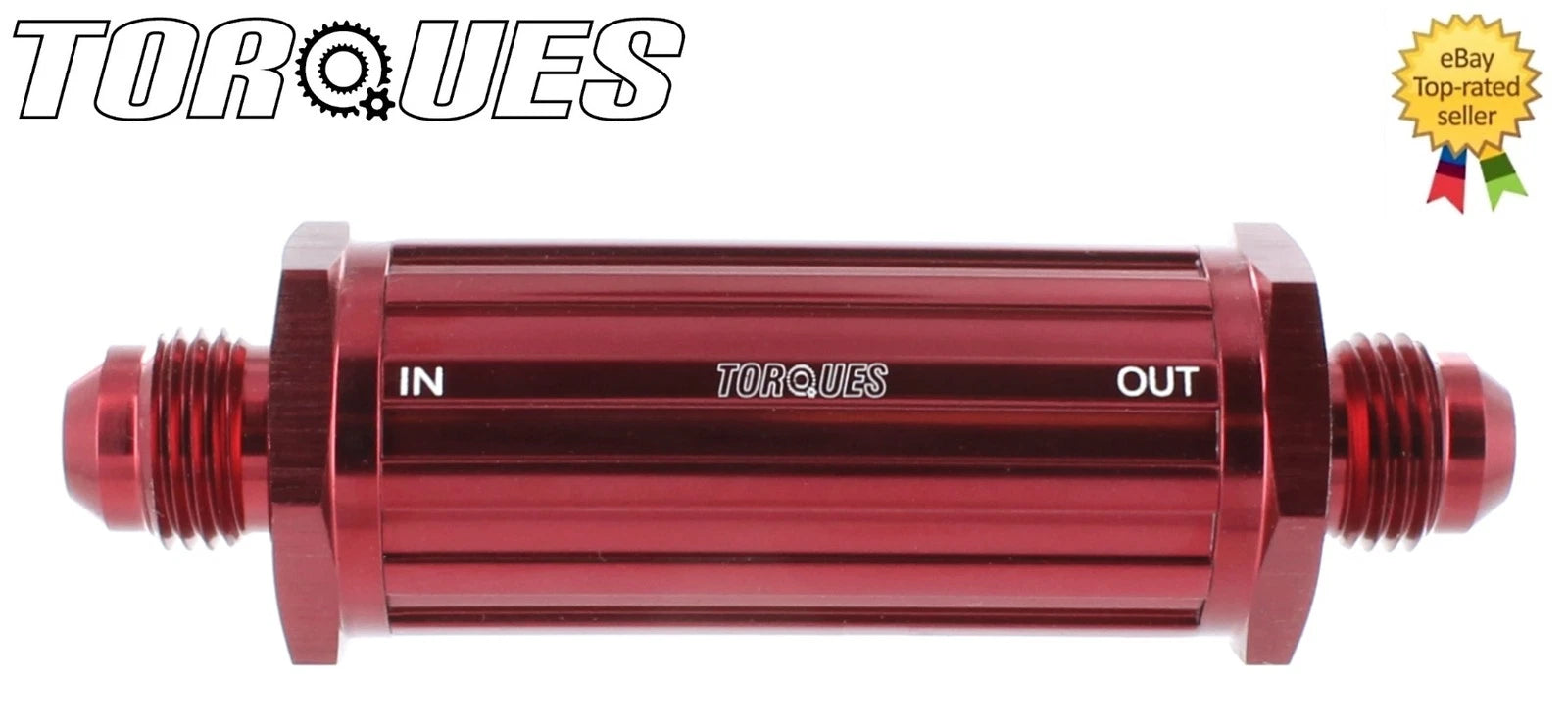 AN -6 (-06AN JIC AN06) Red Anodised Billet Slim Line Fuel Filter 30 Micron