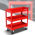 Red 330lbs. Home Office 3-layer Rolling Av Media Cart Tool Trolley