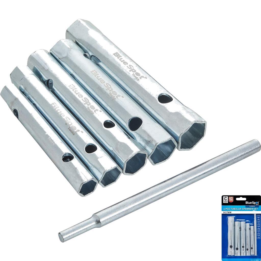 Bluespot 6pc Tubular Box Wrench Set Long Tube Spanner Plumber Mechanic 8mm-17mmO