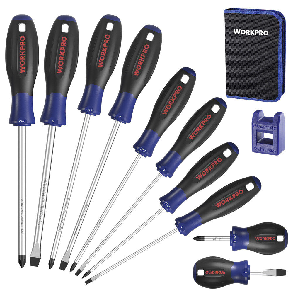 Workpro Magnetic Screwdriver Set 10-piece Flat Head | Built Supply Co