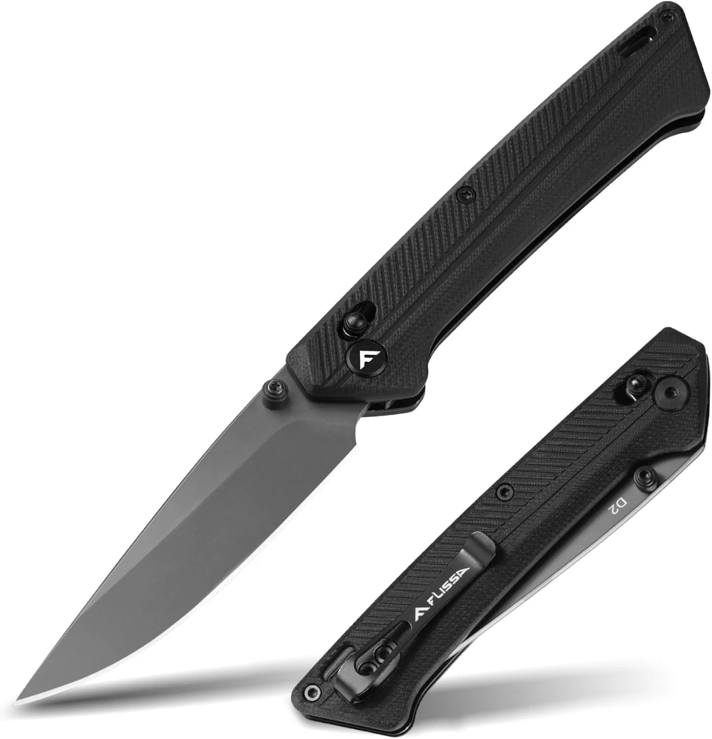 FLISSA Folding Pocket Knife D2 Steel Blade Shaft Lock G10 Handle Ball Bearing US