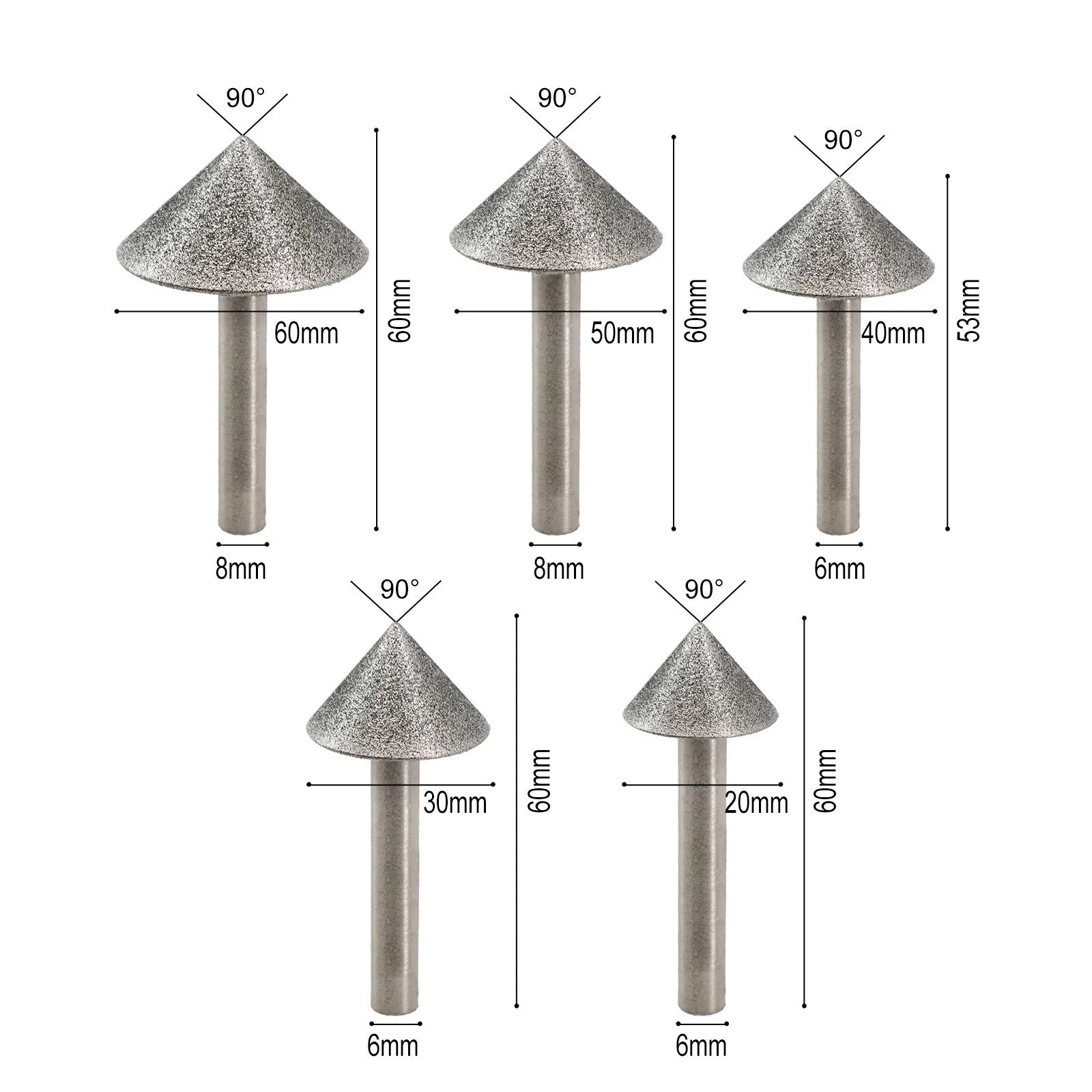 Multi Sized Diamond Cone Chamfer Grinding Head For | Built Supply Co