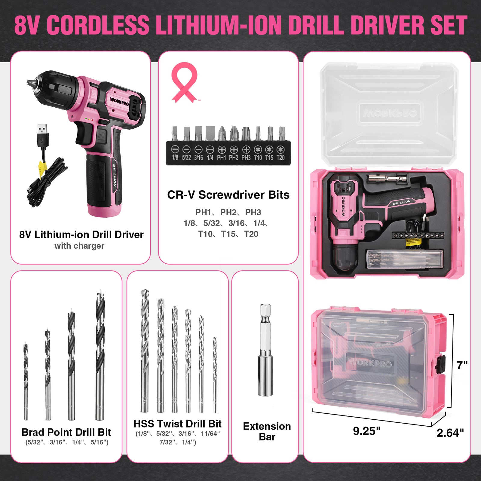 Power Drill Set with Stackable Tool Box