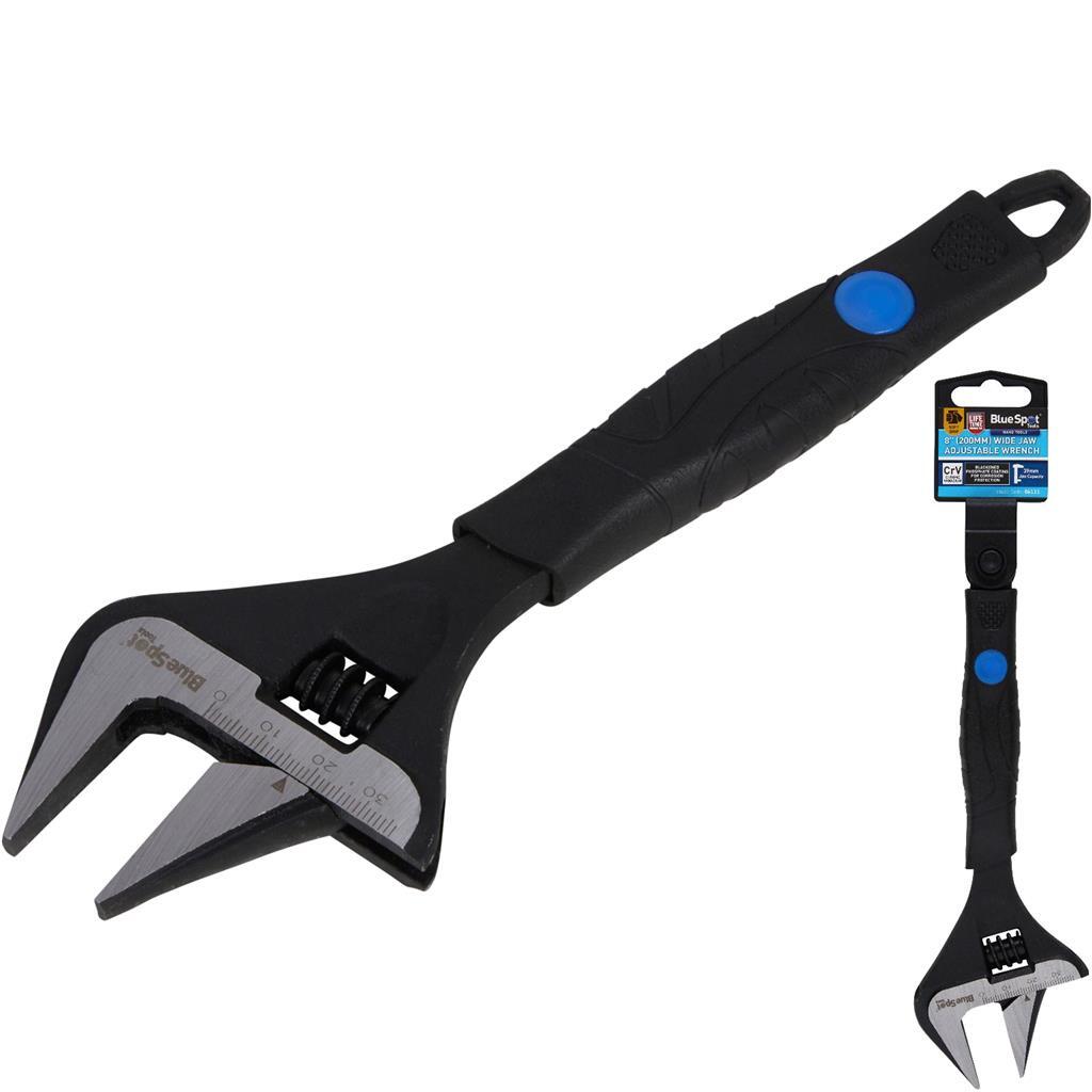 BlueSpot 8" Adjustable Spanner Wide Jaw Soft Grip Handle by BlueSpot