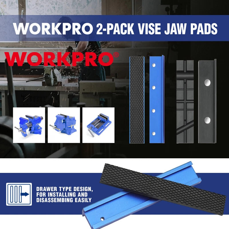 Workpro 6" Vise Jaw Pads 5-1/2" Magnetic Vice Jaw | Built Supply Co