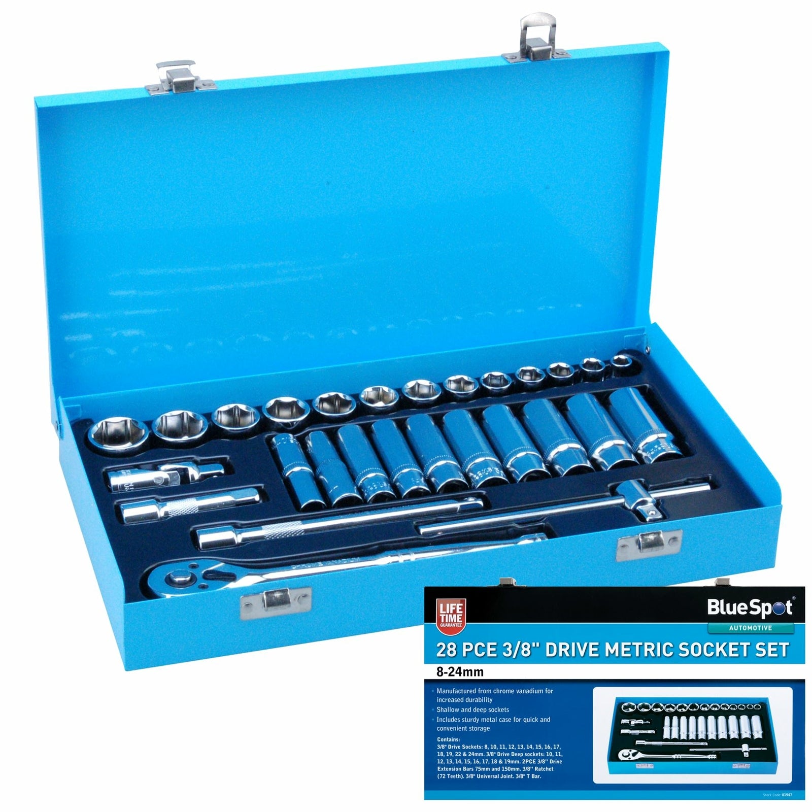 Bluespot 28pc Metric Standard & Deep Socket Set by Bluespot