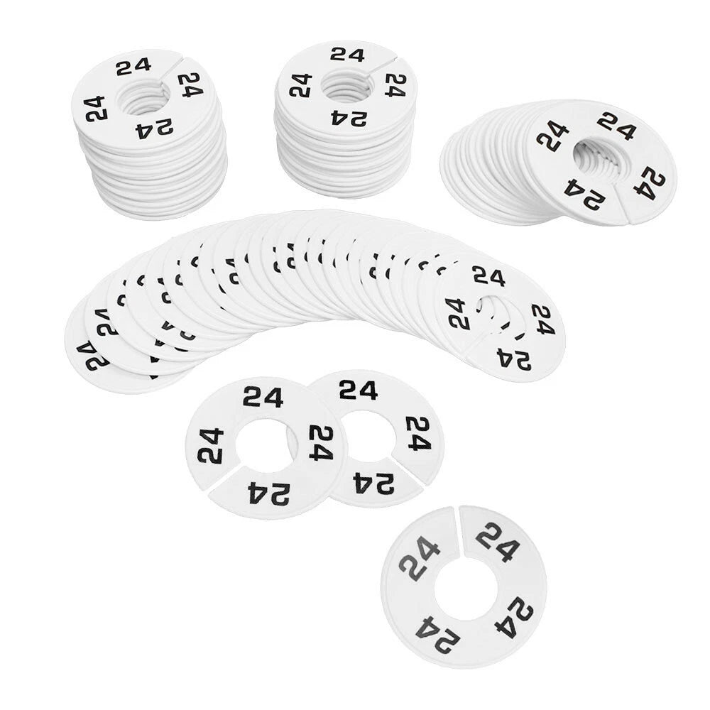 White 3-1/2" Round Plastic Size 24 Dividers Hangers Retail Clothing