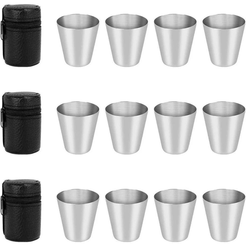 Stainless Steel Travel Cups Set Stackable Compact 3.7x2.6x4.1cm