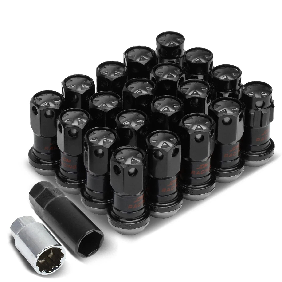 Aluminum Gun Metal 16 Lug+4 Rim Lock Nuts+keys M12x1.25 22mm Od/45mm