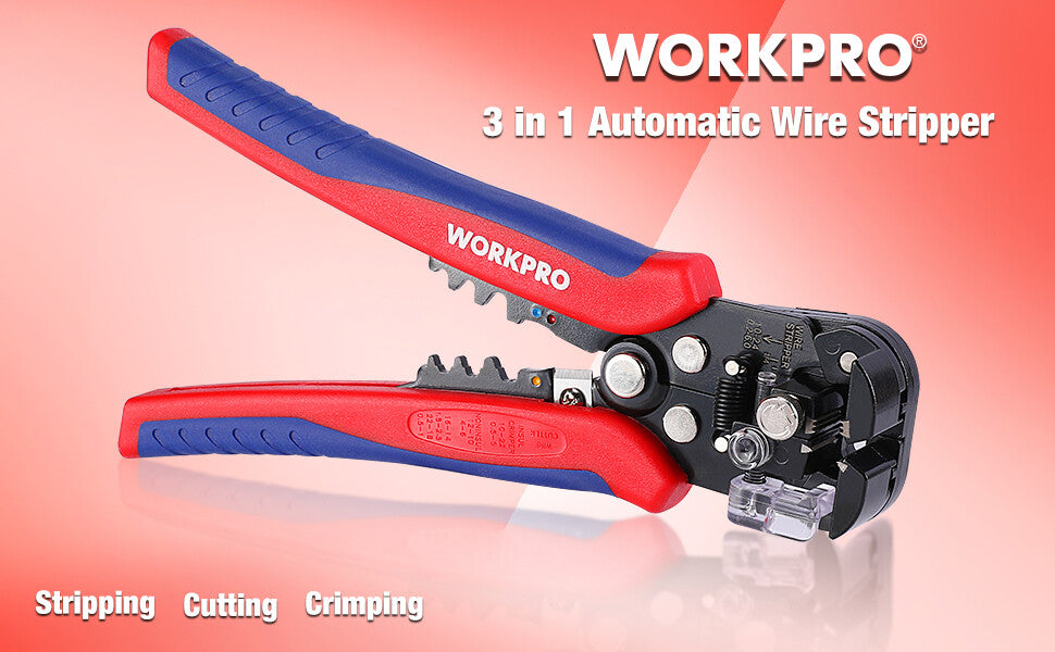 WORKPRO 3-in-1 Automatic Wire Stripper/Cutter/Crimper AWG10-24 8"