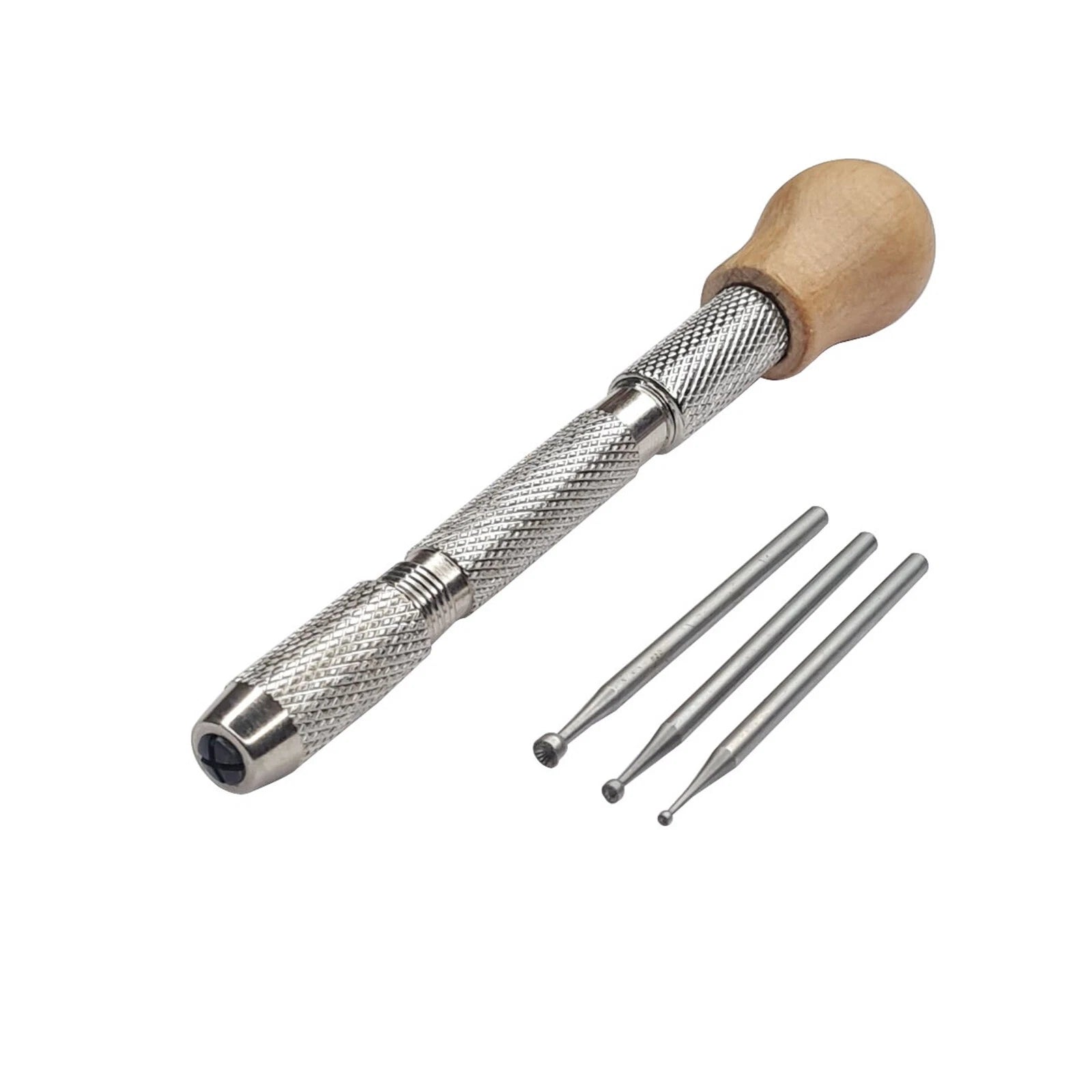 Wire Rounder Set With 3 Size Cups And Wood Top Swivel Pin Vise -