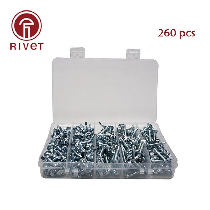 Set Drilling Tail Screw Phillips Flat Head Self Tapping Galvanized