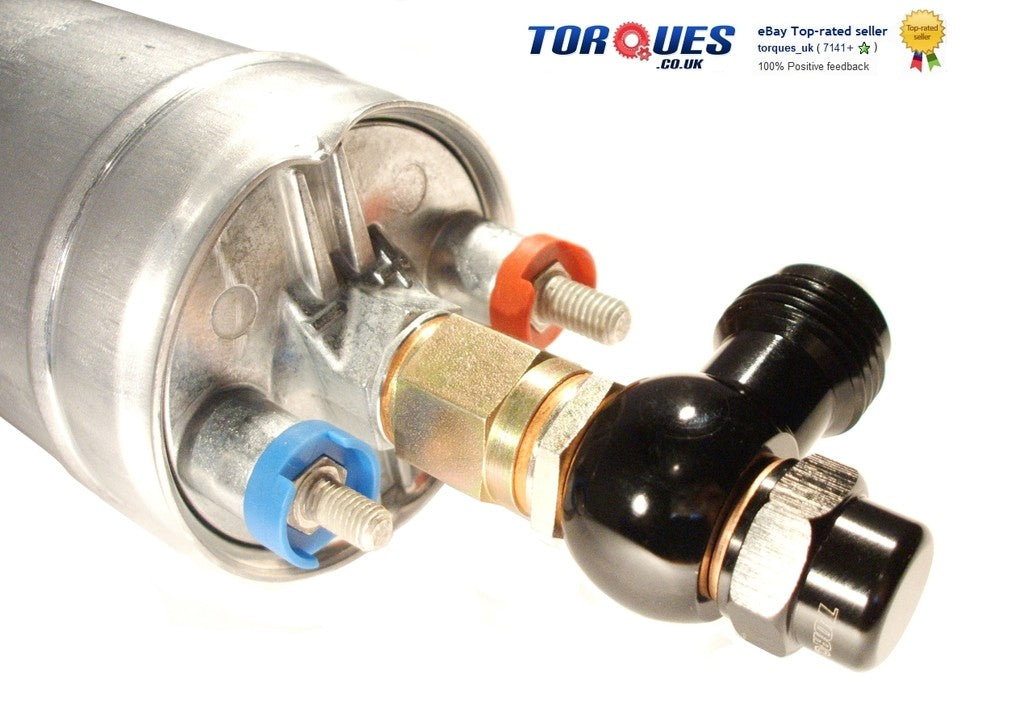 AN -8 (AN8) Banjo Adapter and Cap in Black Fits Bosch 044 Fuel Pump