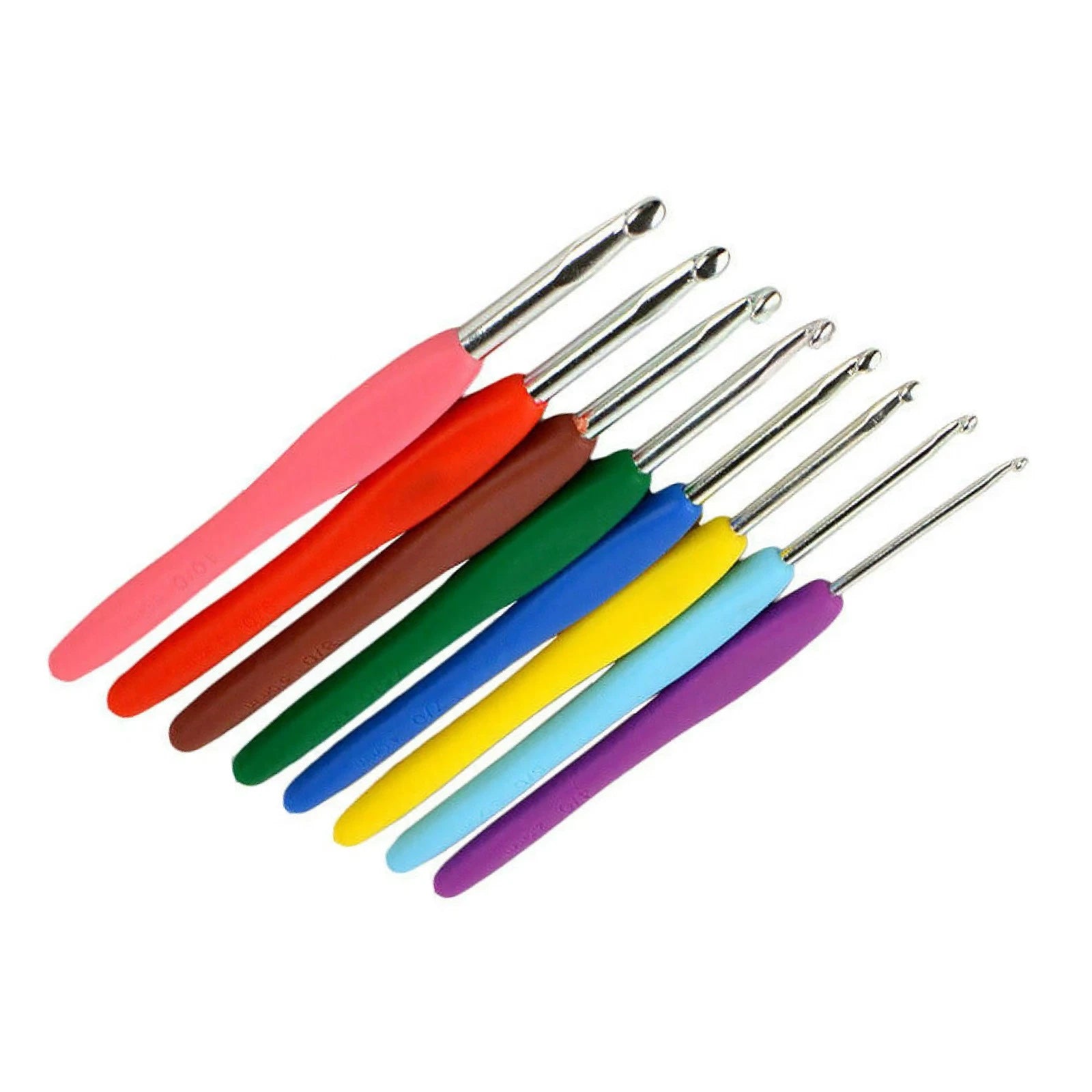 Multi-color Soft Grip Handle Aluminum Crochet Hook Knitting Needles