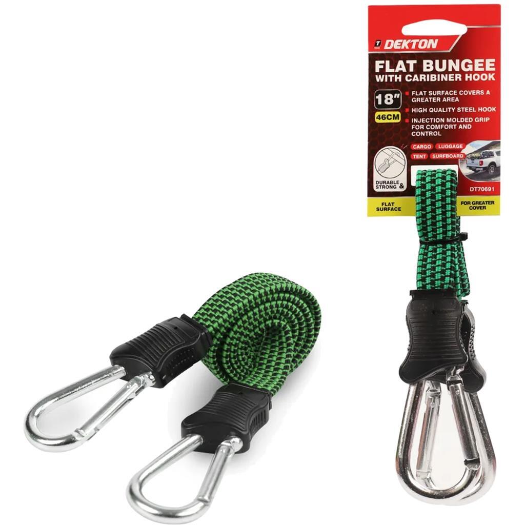 Dekton 18" Flat Bungee Cord with Carabiner Hook