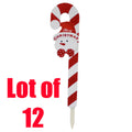 27" Christmas Holiday Lawn Stake Snowman Candy Cane Wood Garden