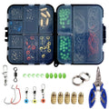 Fishing Accessories Jig Hooks Swivels Rings Sinker Weights Box Kit B