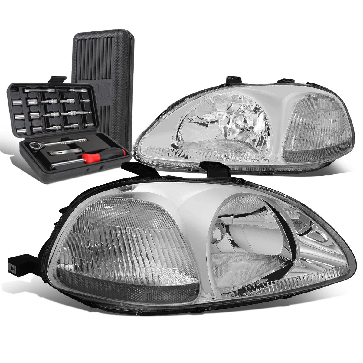 For 1996-1998 Honda Civic Pair Chrome/clear Signal | Built Supply Co