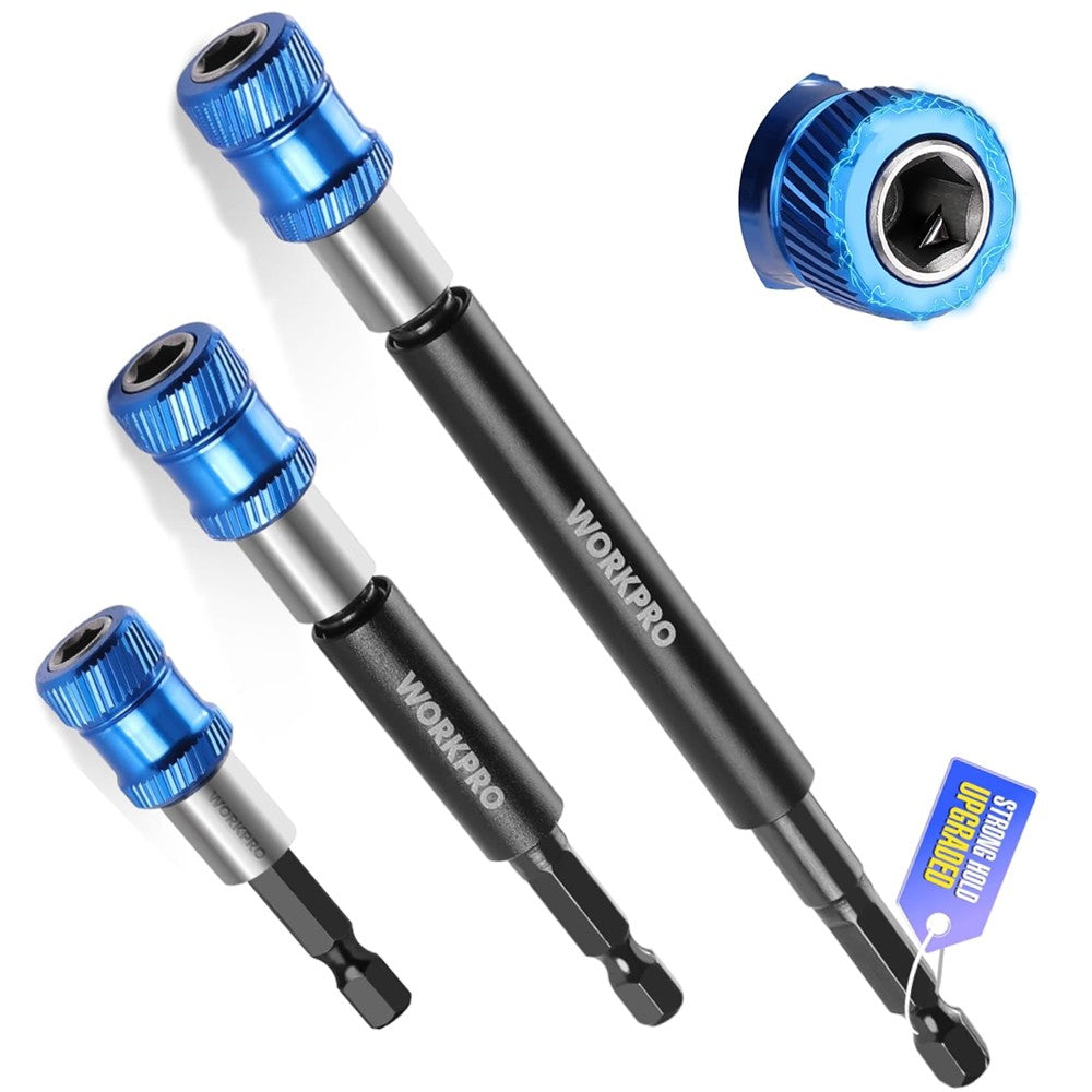 WORKPRO 3Pcs Drill Bit Extension Set Magnetic 1/4" Hex by WORKPRO