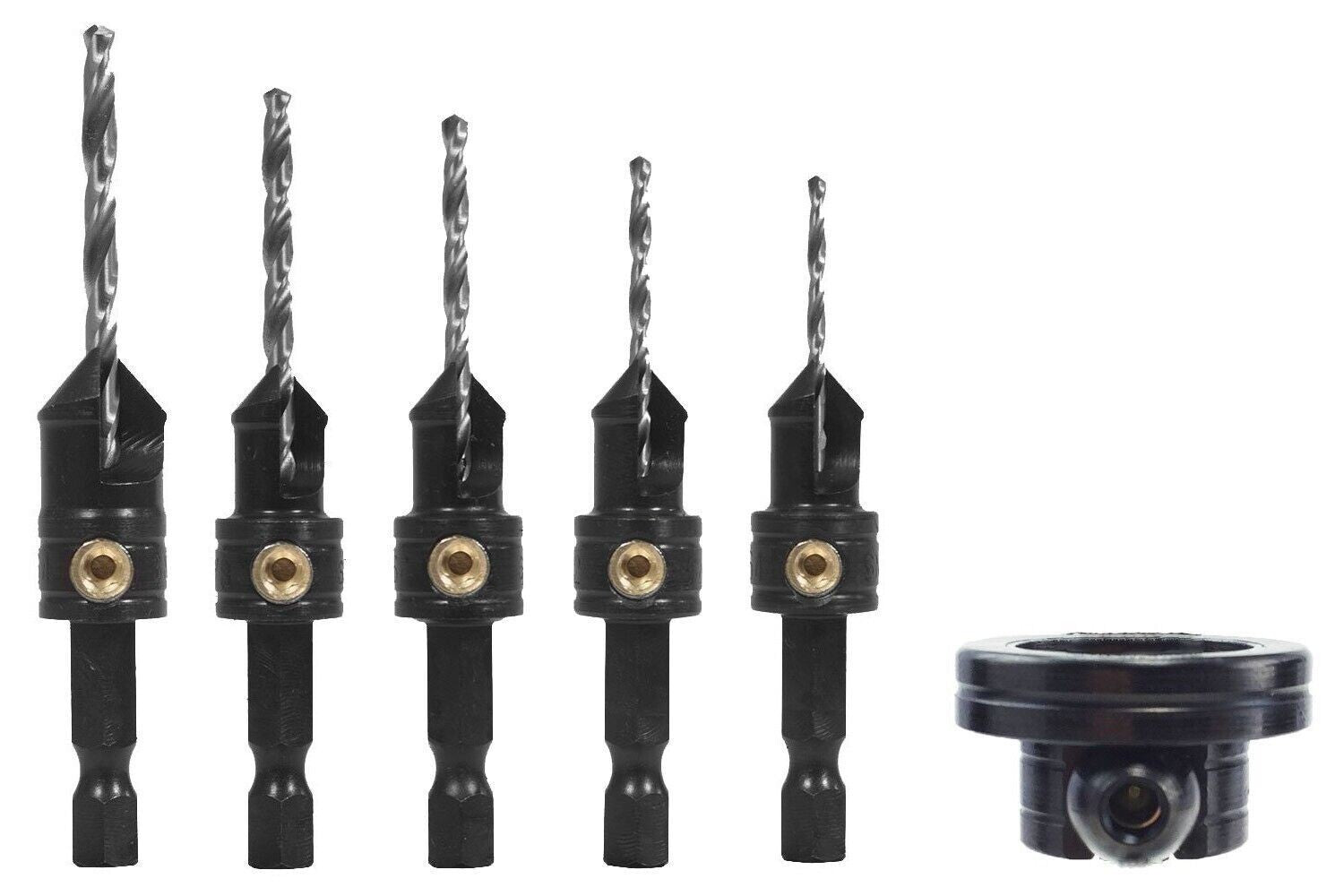 Snappy 5pc Countersink Drill Bit Set Depth Stop Collar