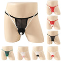 Mens Double Thong Underwear With Bulge Pouch Mesh Fabric And T Back