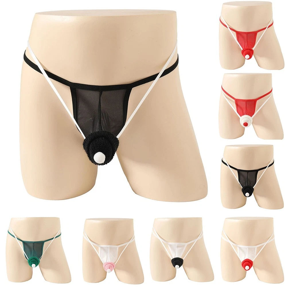 Mens Double Thong Underwear With Bulge Pouch Mesh Fabric And T Back
