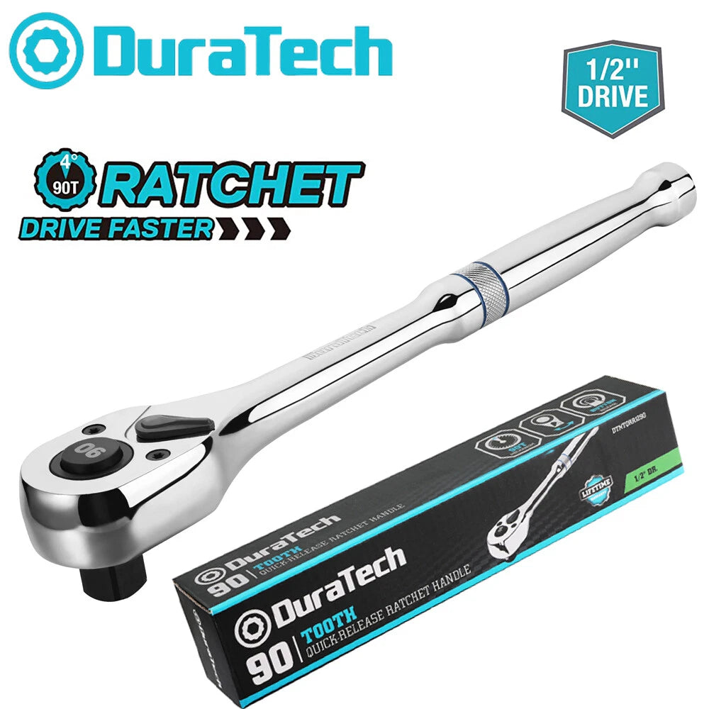 Duratech 1/2" Drive Ratchet Handle 90-tooth Ratchet Wrench Socket